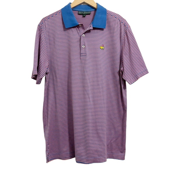 Masters Collection Striped Golf Polo Shirt Size Large - Picture 1 of 12